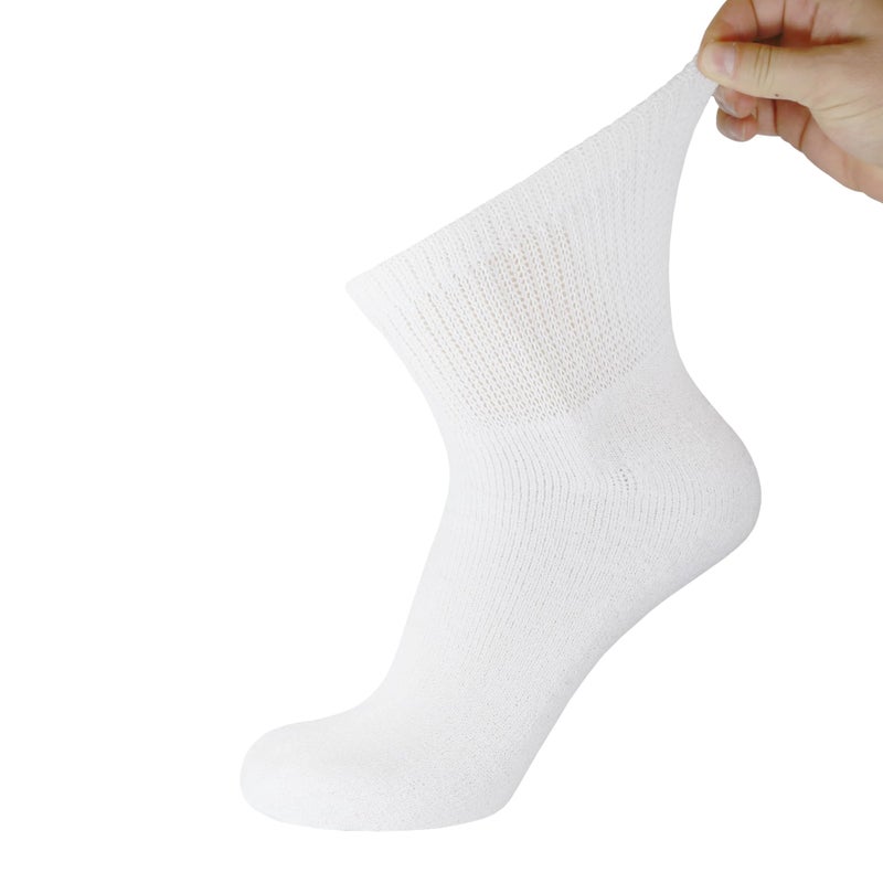 Brooklyn Socks 6 Pack of Mens Diabetic Quarter Length Athletic Sport Ankle Socks King Size (White, 13-16) - Image 3